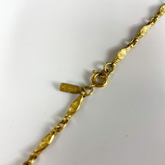 Vintage Monet Textured Gold-Tone Long Dapped Chain Necklace Tassel Charms - Picture 4 of 5